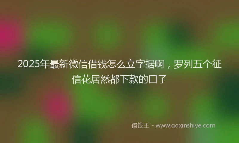 2025年最新微信借钱怎么立字据啊，罗列五个征信花居然都下款的口子