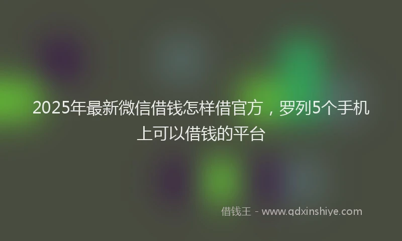 2025年最新微信借钱怎样借官方，罗列5个手机上可以借钱的平台