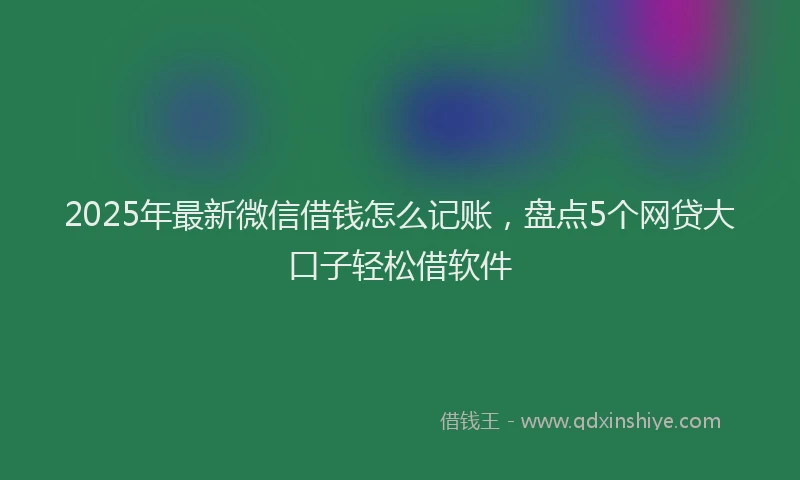 2025年最新微信借钱怎么记账，盘点5个网贷大口子轻松借软件