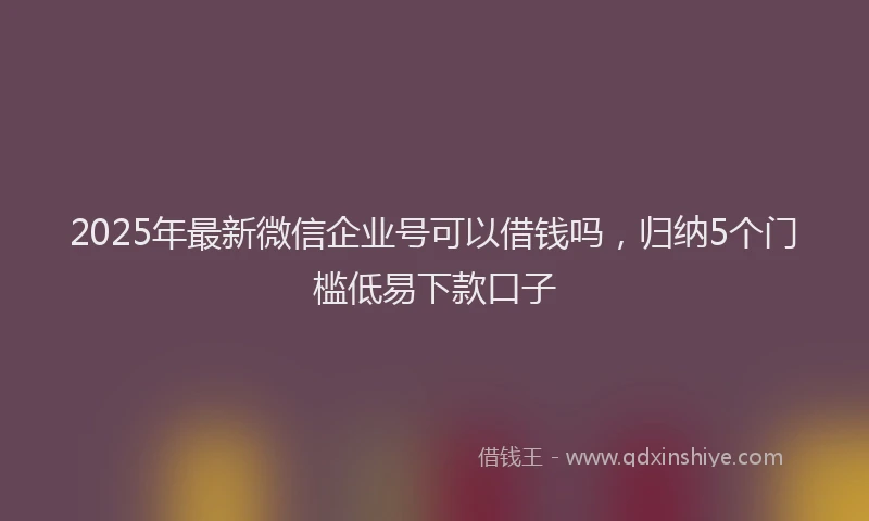 2025年最新微信企业号可以借钱吗，归纳5个门槛低易下款口子