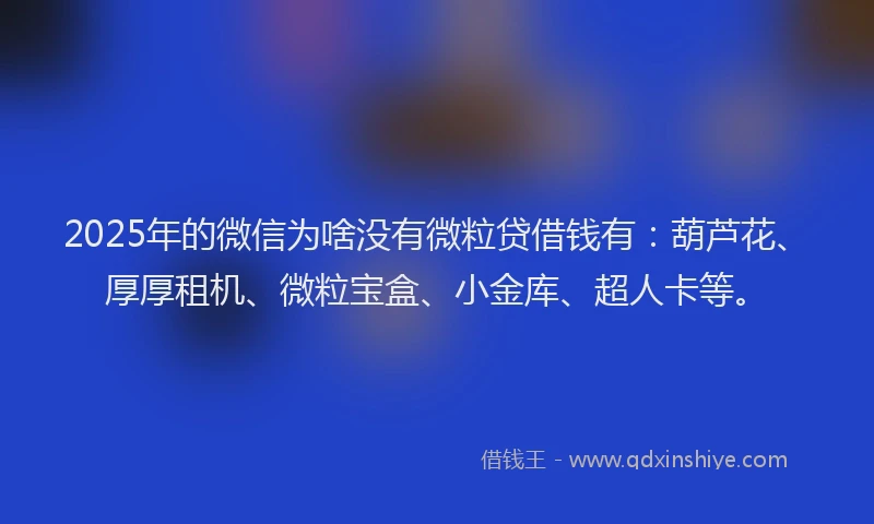 2025年的微信为啥没有微粒贷借钱有：葫芦花、厚厚租机、微粒宝盒、小金库、超人卡等。
