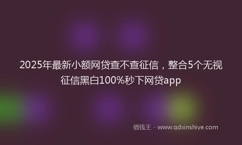 2025年最新小额网贷查不查征信，整合5个无视征信黑白100%秒下网贷app