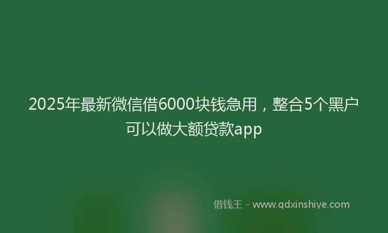 2025年最新微信借6000块钱急用，整合5个黑户可以做大额贷款app