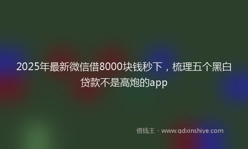 2025年最新微信借8000块钱秒下，梳理五个黑白贷款不是高炮的app
