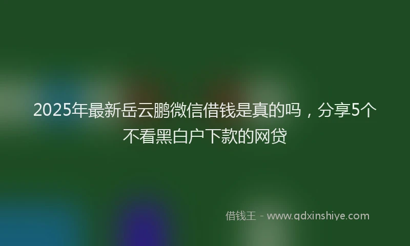 2025年最新岳云鹏微信借钱是真的吗，分享5个不看黑白户下款的网贷