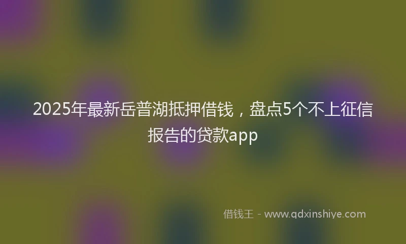2025年最新岳普湖抵押借钱，盘点5个不上征信报告的贷款app