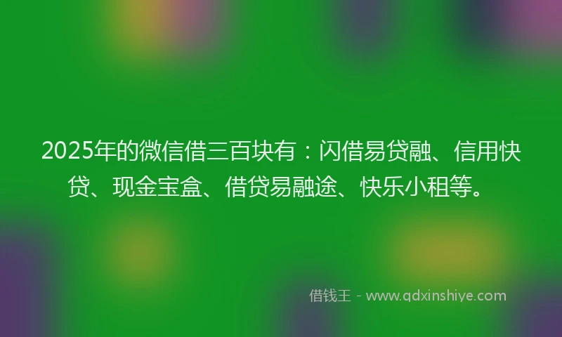 2025年的微信借三百块有：闪借易贷融、信用快贷、现金宝盒、借贷易融途、快乐小租等。