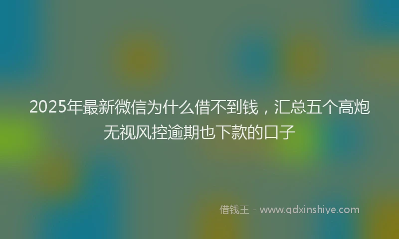 2025年最新微信为什么借不到钱，汇总五个高炮无视风控逾期也下款的口子