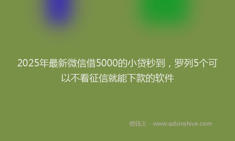 2025年最新微信借5000的小贷秒到，罗列5个可以不看征信就能下款的软件