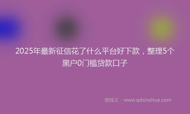 2025年最新征信花了什么平台好下款，整理5个黑户0门槛贷款口子