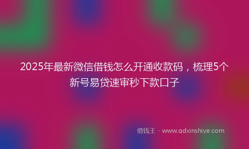 2025年最新微信借钱怎么开通收款码，梳理5个新号易贷速审秒下款口子
