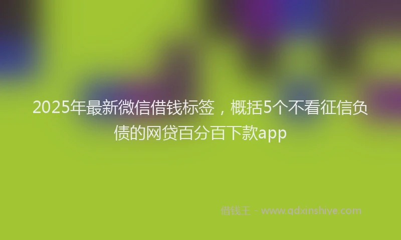 2025年最新微信借钱标签，概括5个不看征信负债的网贷百分百下款app
