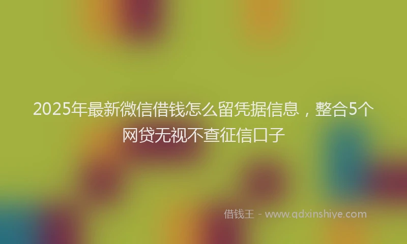 2025年最新微信借钱怎么留凭据信息，整合5个网贷无视不查征信口子