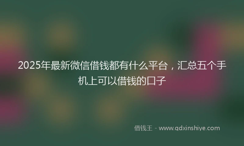 2025年最新微信借钱都有什么平台，汇总五个手机上可以借钱的口子
