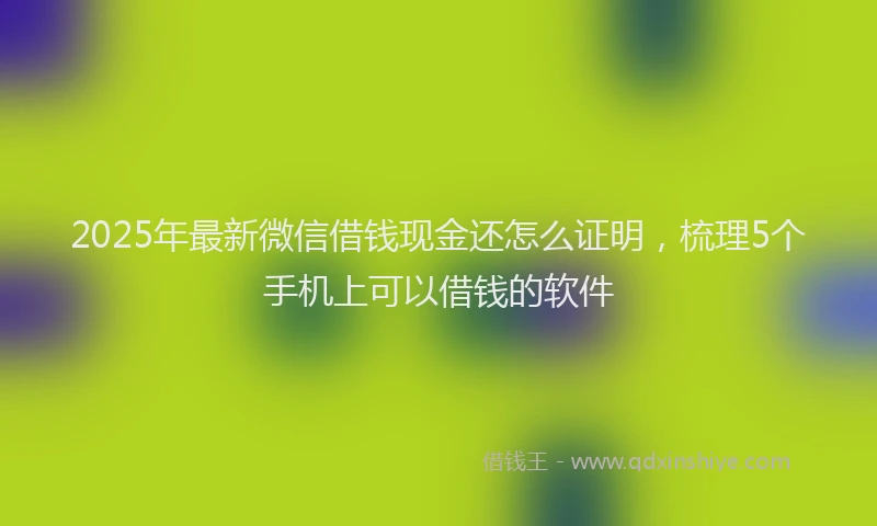 2025年最新微信借钱现金还怎么证明，梳理5个手机上可以借钱的软件