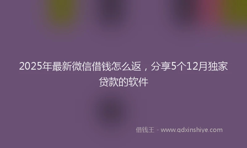 2025年最新微信借钱怎么返，分享5个12月独家贷款的软件