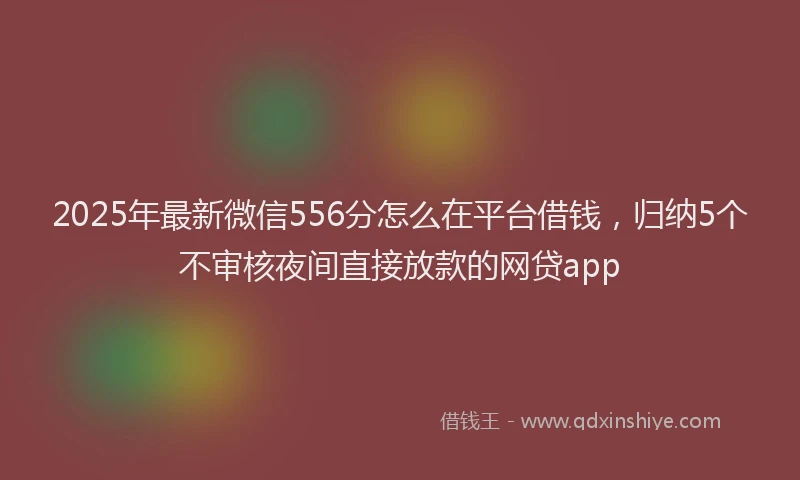 2025年最新微信556分怎么在平台借钱，归纳5个不审核夜间直接放款的网贷app