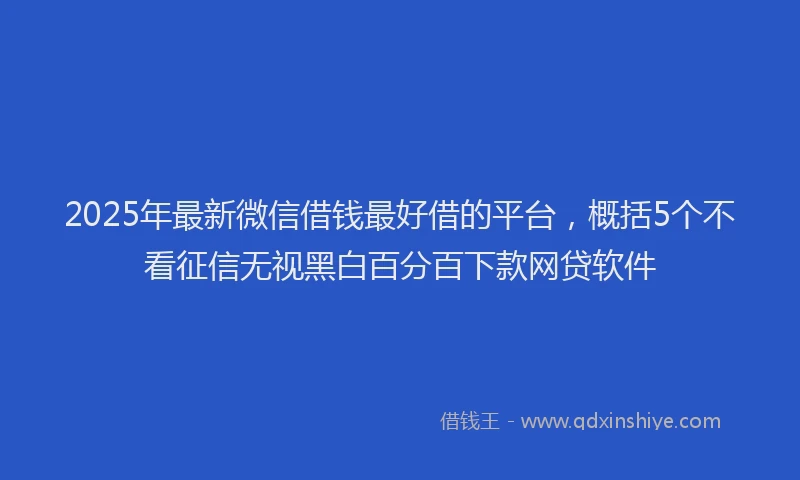2025年最新微信借钱最好借的平台，概括5个不看征信无视黑白百分百下款网贷软件