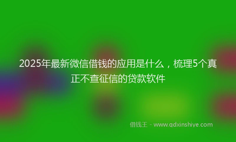 2025年最新微信借钱的应用是什么，梳理5个真正不查征信的贷款软件