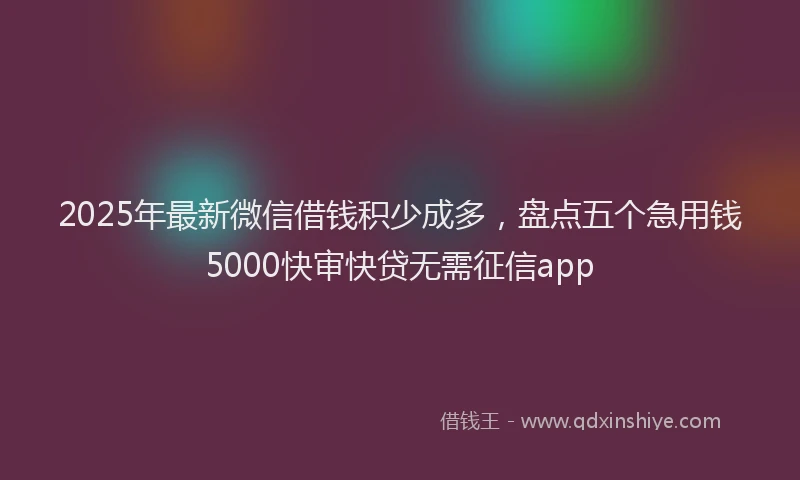2025年最新微信借钱积少成多，盘点五个急用钱5000快审快贷无需征信app