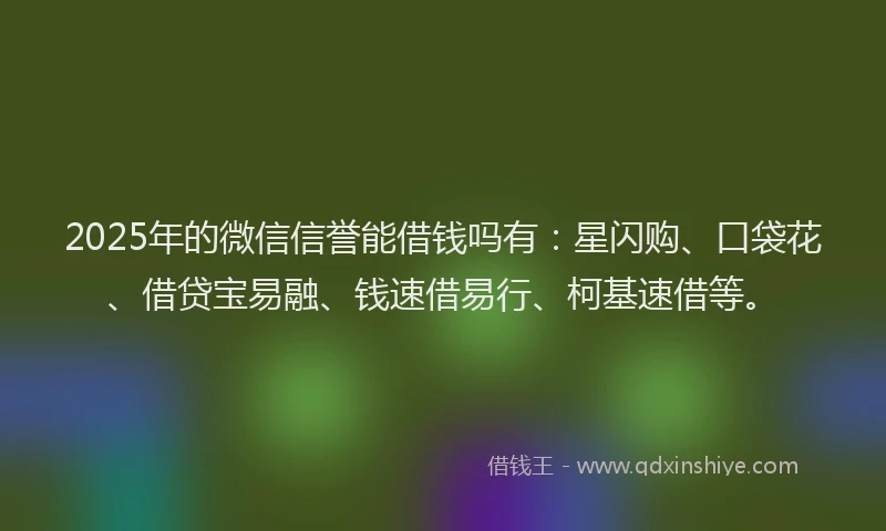 2025年的微信信誉能借钱吗有：星闪购、口袋花、借贷宝易融、钱速借易行、柯基速借等。