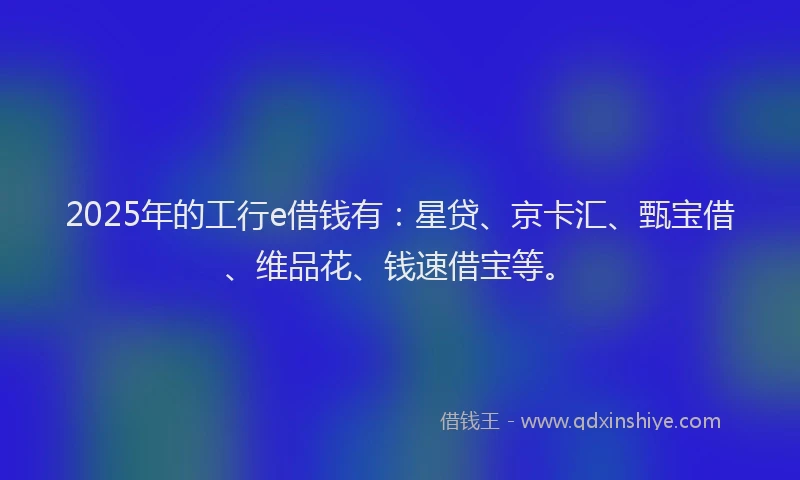 2025年的工行e借钱有：星贷、京卡汇、甄宝借、维品花、钱速借宝等。