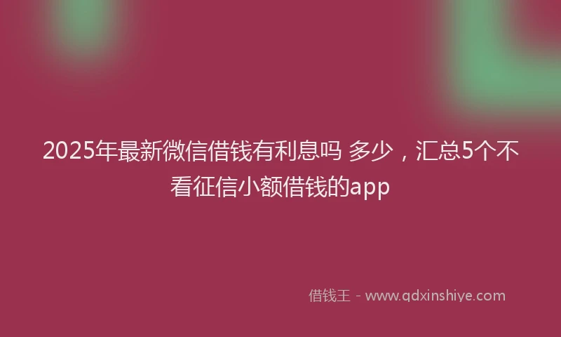 2025年最新微信借钱有利息吗 多少，汇总5个不看征信小额借钱的app