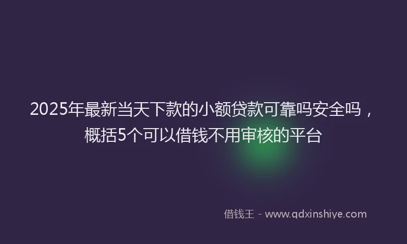 2025年最新当天下款的小额贷款可靠吗安全吗，概括5个可以借钱不用审核的平台