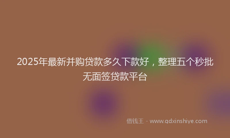 2025年最新并购贷款多久下款好，整理五个秒批无面签贷款平台