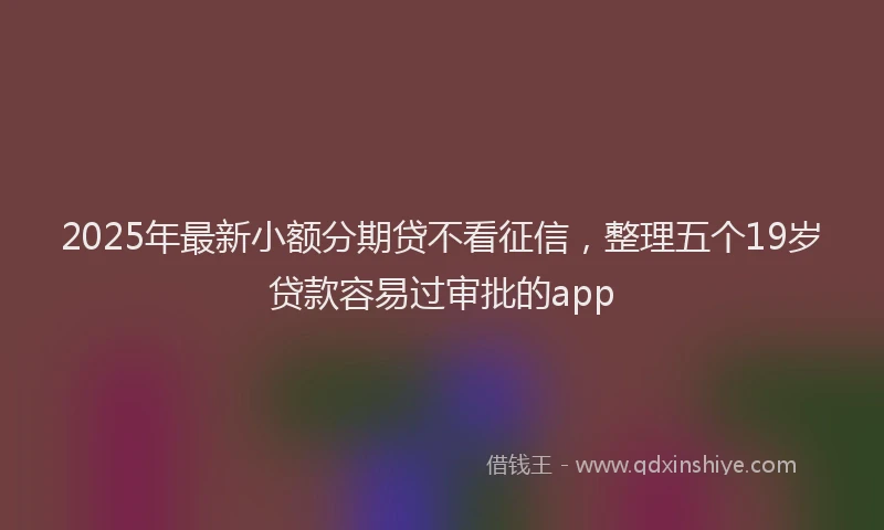 2025年最新小额分期贷不看征信，整理五个19岁贷款容易过审批的app
