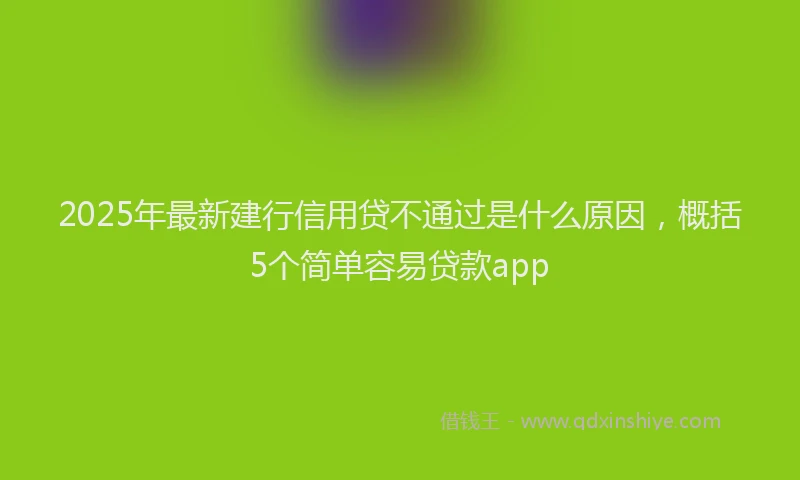 2025年最新建行信用贷不通过是什么原因，概括5个简单容易贷款app