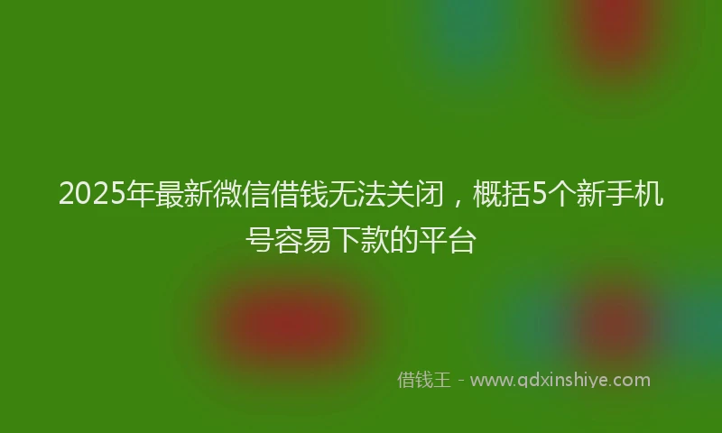 2025年最新微信借钱无法关闭，概括5个新手机号容易下款的平台
