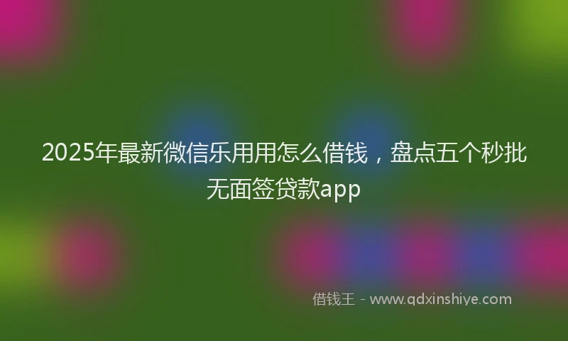 2025年最新微信乐用用怎么借钱，盘点五个秒批无面签贷款app