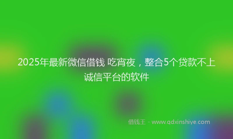 2025年最新微信借钱 吃宵夜，整合5个贷款不上诚信平台的软件