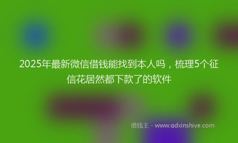 2025年最新微信借钱能找到本人吗，梳理5个征信花居然都下款了的软件