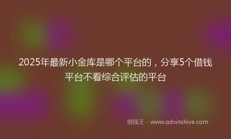2025年最新小金库是哪个平台的，分享5个借钱平台不看综合评估的平台