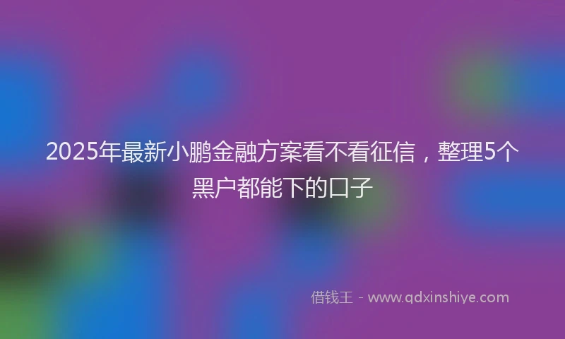 2025年最新小鹏金融方案看不看征信，整理5个黑户都能下的口子