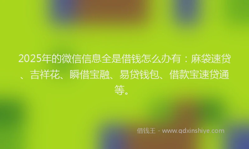 2025年的微信信息全是借钱怎么办有：麻袋速贷、吉祥花、瞬借宝融、易贷钱包、借款宝速贷通等。