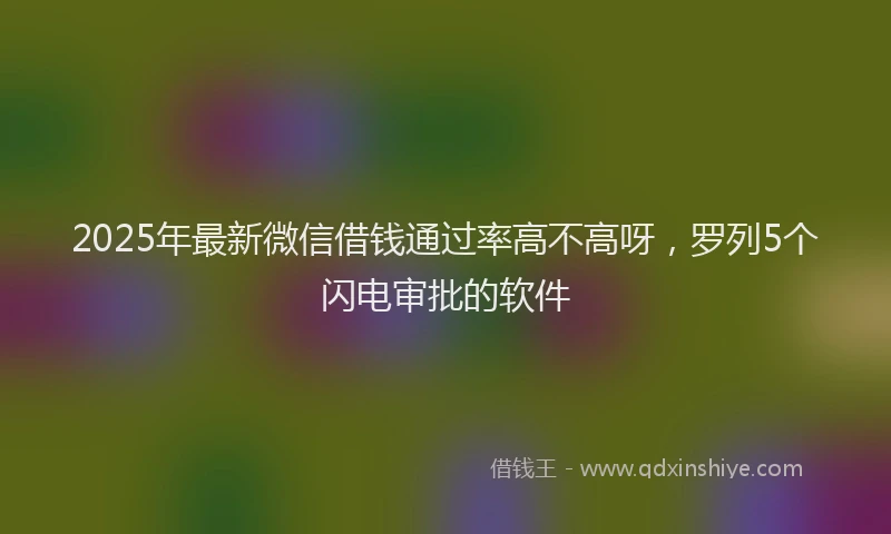2025年最新微信借钱通过率高不高呀，罗列5个闪电审批的软件