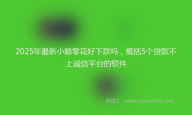 2025年最新小鹅零花好下款吗，概括5个贷款不上诚信平台的软件