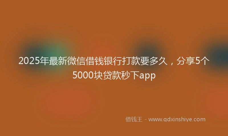 2025年最新微信借钱银行打款要多久，分享5个5000块贷款秒下app