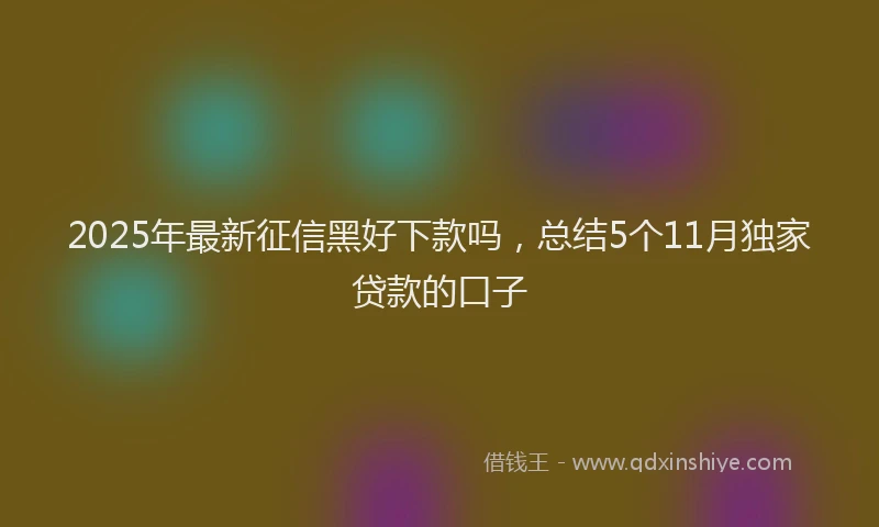 2025年最新征信黑好下款吗，总结5个11月独家贷款的口子