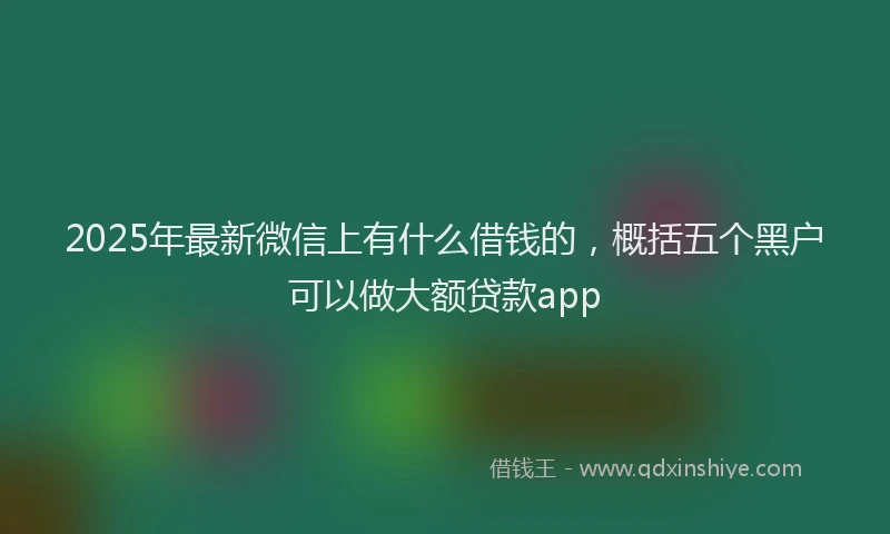 2025年最新微信上有什么借钱的，概括五个黑户可以做大额贷款app