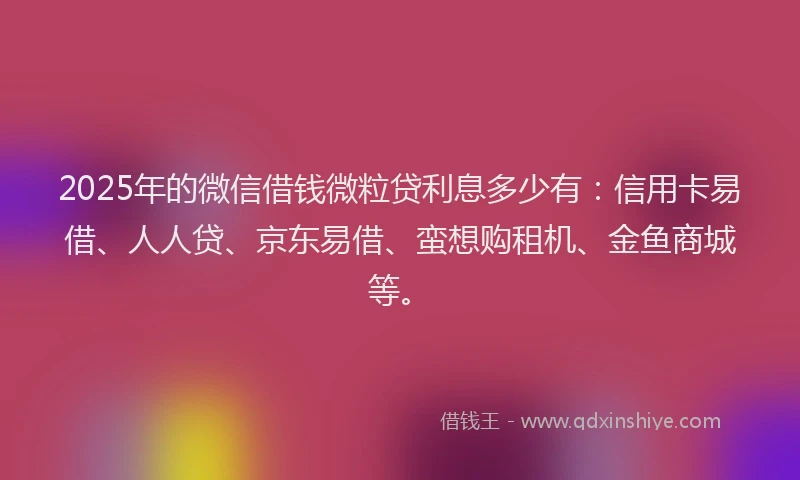 2025年的微信借钱微粒贷利息多少有：信用卡易借、人人贷、京东易借、蛮想购租机、金鱼商城等。