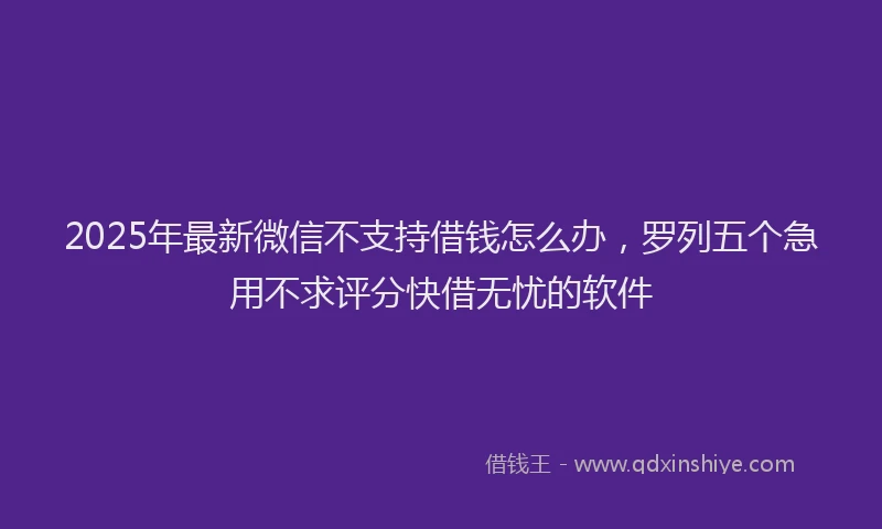 2025年最新微信不支持借钱怎么办，罗列五个急用不求评分快借无忧的软件