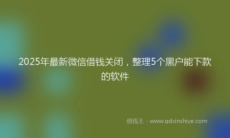 2025年最新微信借钱关闭，整理5个黑户能下款的软件