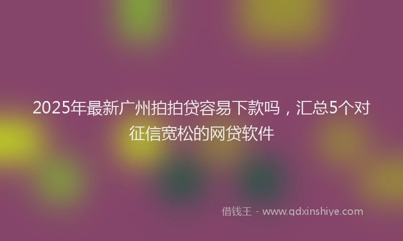 2025年最新广州拍拍贷容易下款吗，汇总5个对征信宽松的网贷软件