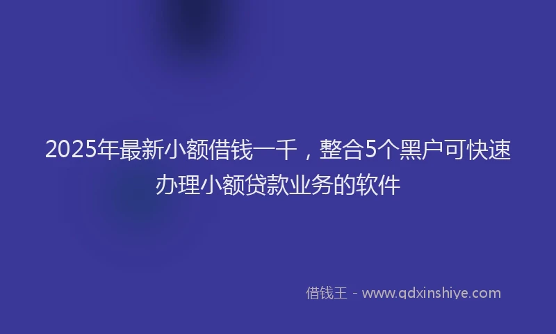 2025年最新小额借钱一千，整合5个黑户可快速办理小额贷款业务的软件
