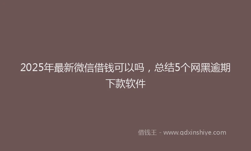 2025年最新微信借钱可以吗，总结5个网黑逾期下款软件