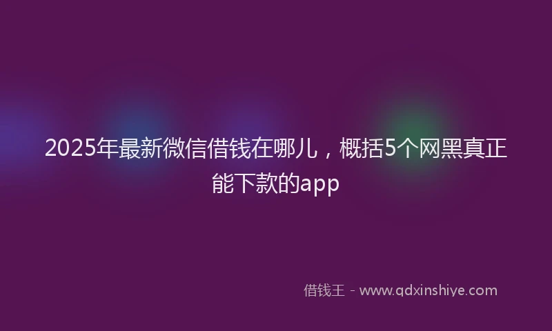 2025年最新微信借钱在哪儿，概括5个网黑真正能下款的app
